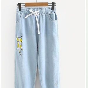 NWOT cat embroidered jeans